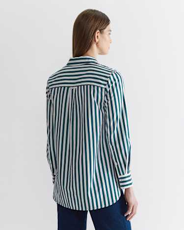 Serena Stripe Shirt in WHITE/GREEN