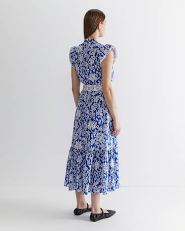 Sia Flounce Midi Dress in MULTI