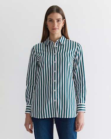 Serena Stripe Shirt in WHITE/GREEN