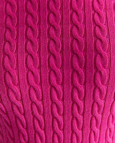 Merino Wool Baby Cable Sweater in BERRY