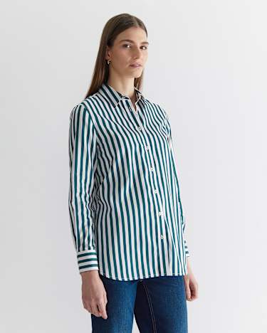 Serena Stripe Shirt in WHITE/GREEN