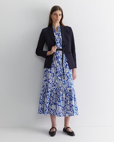 Sia Flounce Midi Dress in MULTI