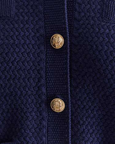 Joyce Merino Wool Cardigan in NAVY