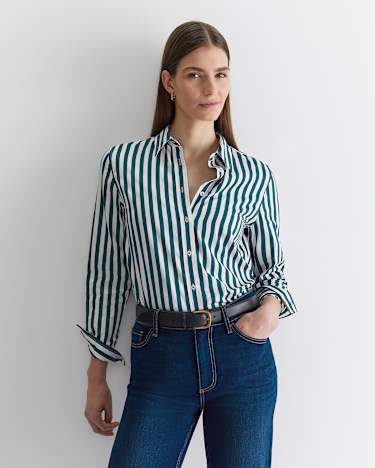 Serena Stripe Shirt in WHITE/GREEN
