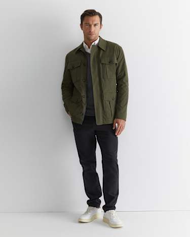Merino V-Neck Knit in CHARCOAL MELANGE