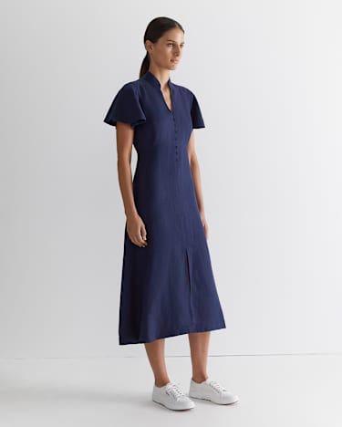 Faye Fit And Flare Midi Dress in NAVY
