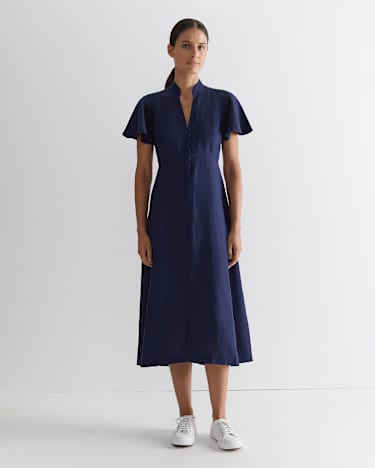 Faye Fit And Flare Midi Dress in NAVY