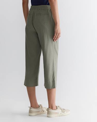 Rosa Crop Linen Pant in KHAKI