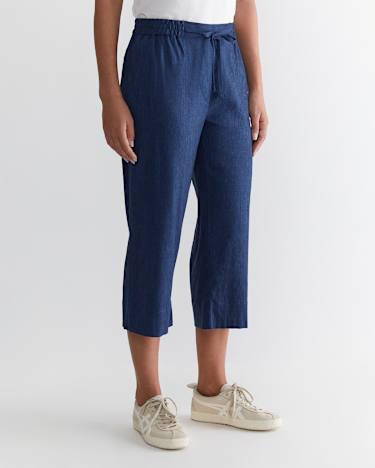 Rosa Crop Linen Pant in INDIGO