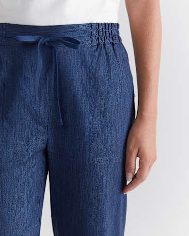 Rosa Crop Linen Pant in INDIGO