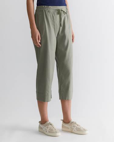 Rosa Crop Linen Pant in KHAKI