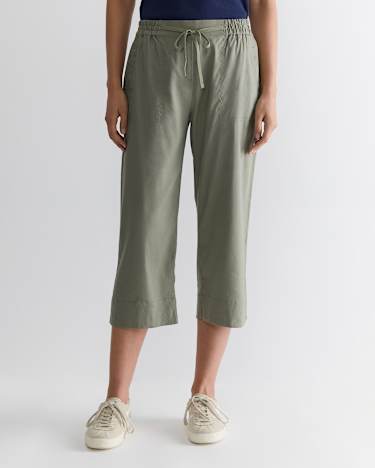 Rosa Crop Linen Pant in KHAKI