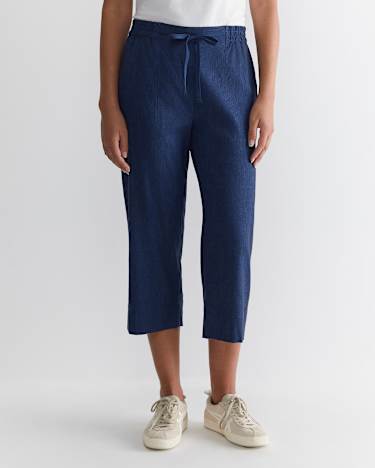 Rosa Crop Linen Pant in INDIGO