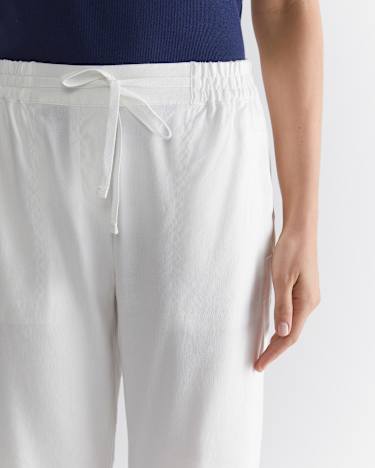 Rosa Crop Linen Pant in WHITE
