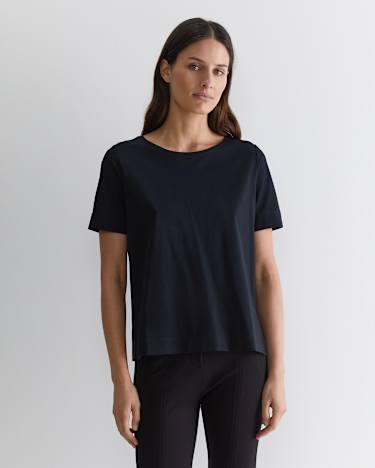 Mercerised Cotton Tee in BLACK