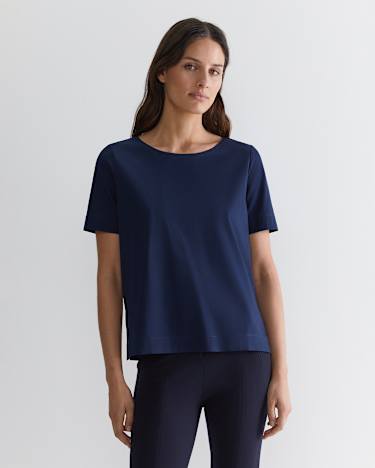 Mercerised Cotton Tee in NAVY