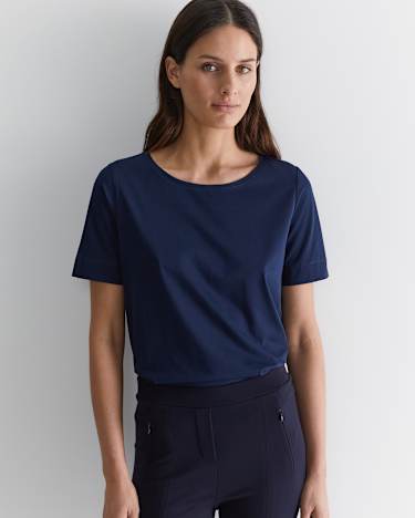 Mercerised Cotton Tee in NAVY