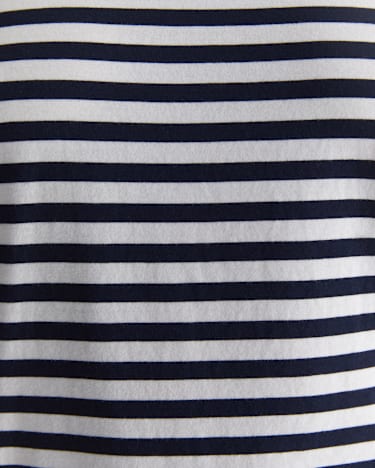 Cotton Crew 3 Quarter Sleeve T-Shirt in NAVY/WHITE
