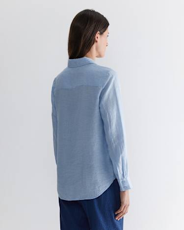 Dahlia Long Sleeve Linen Shirt in LIGHT BLUE
