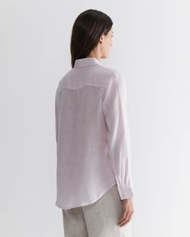 Dahlia Long Sleeve Linen Shirt in PINK