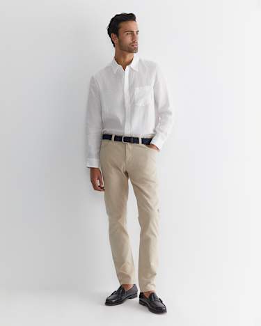 Long Sleeve Linen Shirt in WHITE