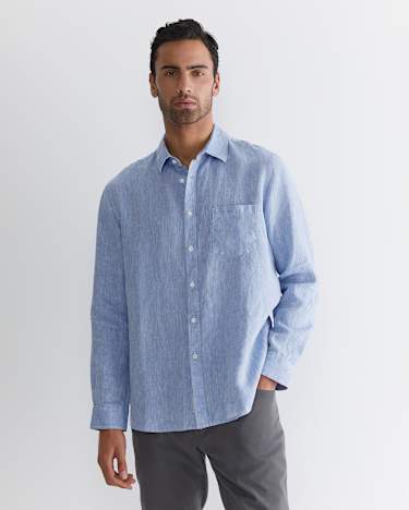 Long Sleeve Linen Shirt in CHAMBRAY