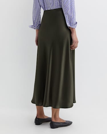 Charlotte Bias Slip Skirt in DARK KHAKI
