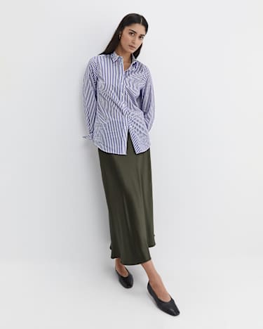 Charlotte Bias Slip Skirt in DARK KHAKI