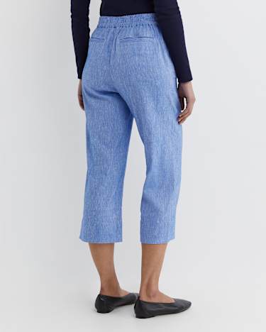 Rosa Crop Linen Pant in CERULEAN