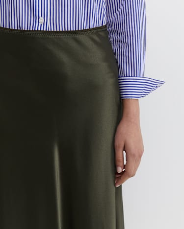 Charlotte Bias Slip Skirt in DARK KHAKI