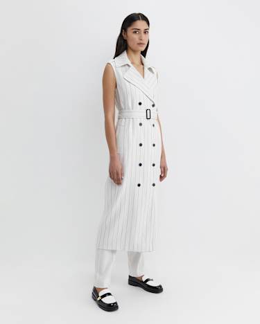 Brianne Trench Maxi Dress in WHITE/NAVY