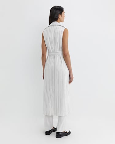 Brianne Trench Maxi Dress in WHITE/NAVY