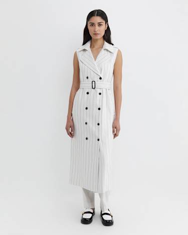Brianne Trench Maxi Dress in WHITE/NAVY