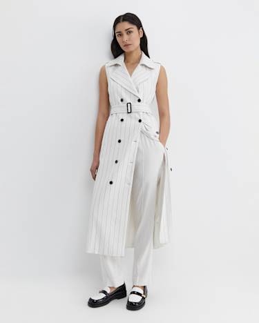 Brianne Trench Maxi Dress in WHITE/NAVY