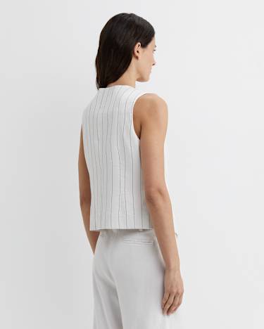 Brianne Stripe Vest in WHITE/NAVY