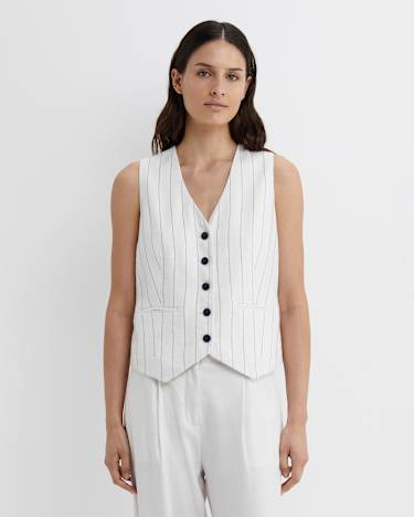 Brianne Stripe Vest in WHITE/NAVY