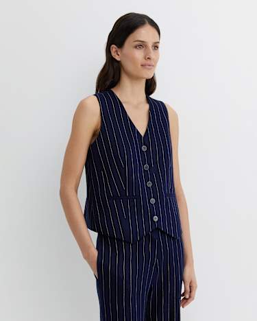 Brianne Stripe Vest in NAVY/WHITE