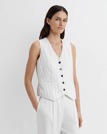 Brianne Stripe Vest in WHITE/NAVY