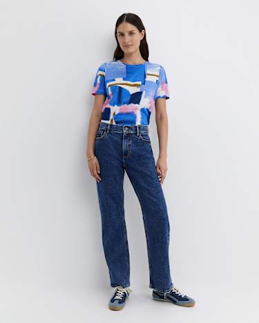 Martine Mercerised Tee in BLUE MULTI