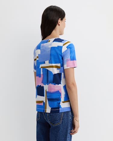Martine Mercerised Tee in BLUE MULTI