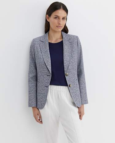 Stevie Textured Blazer in NAVY/WHITE