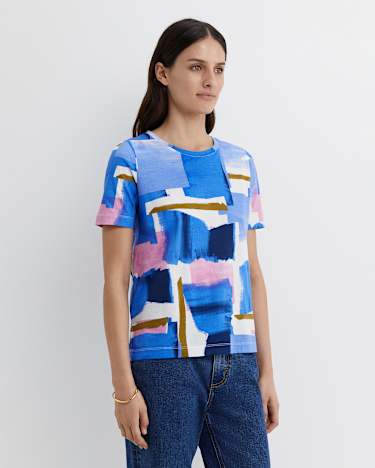 Martine Mercerised Tee in BLUE MULTI