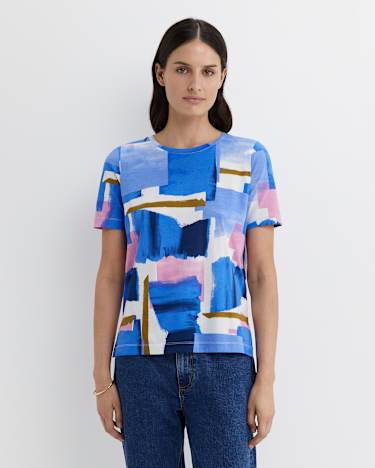 Martine Mercerised Tee in BLUE MULTI