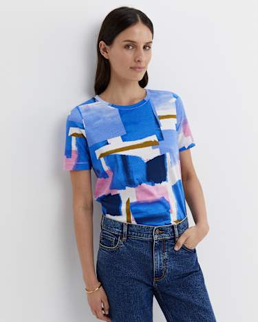 Martine Mercerised Tee in BLUE MULTI