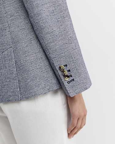 Stevie Textured Blazer in NAVY/WHITE