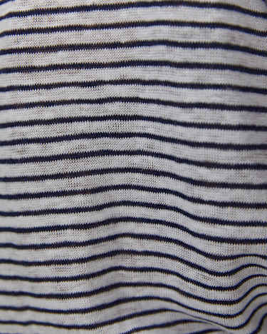 Cecile Linen Top in WHITE/NAVY