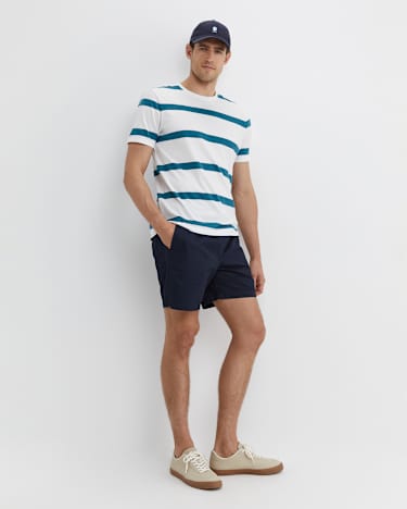 Sullivan Stripe Tee in WHITE/TEAL