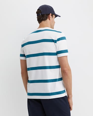 Sullivan Stripe Tee in WHITE/TEAL