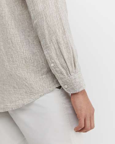 Long Sleeve Linen Shirt in BARLEY