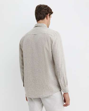 Long Sleeve Linen Shirt in BARLEY